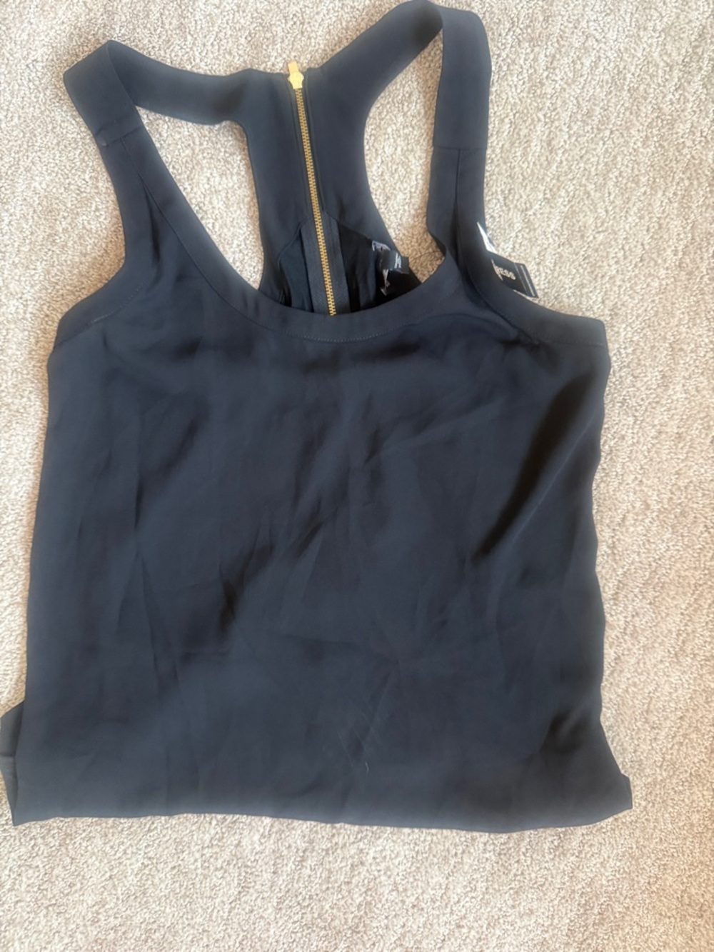Express Black Racerback Tank with Gold Back Zipper